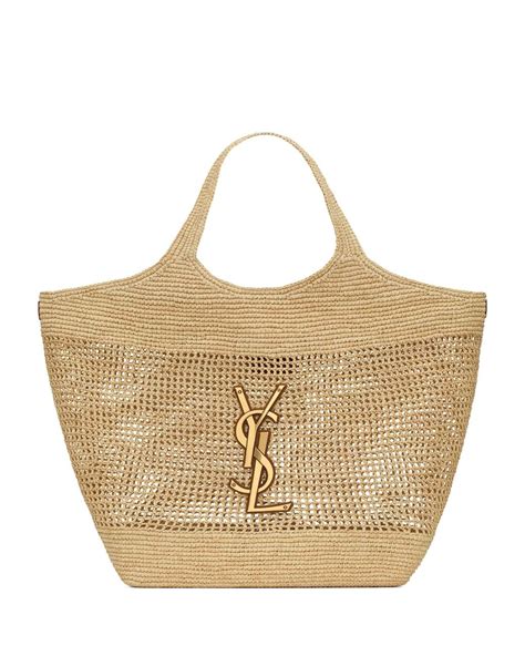 ysl black raffia tote|YSL raffia icare tote.